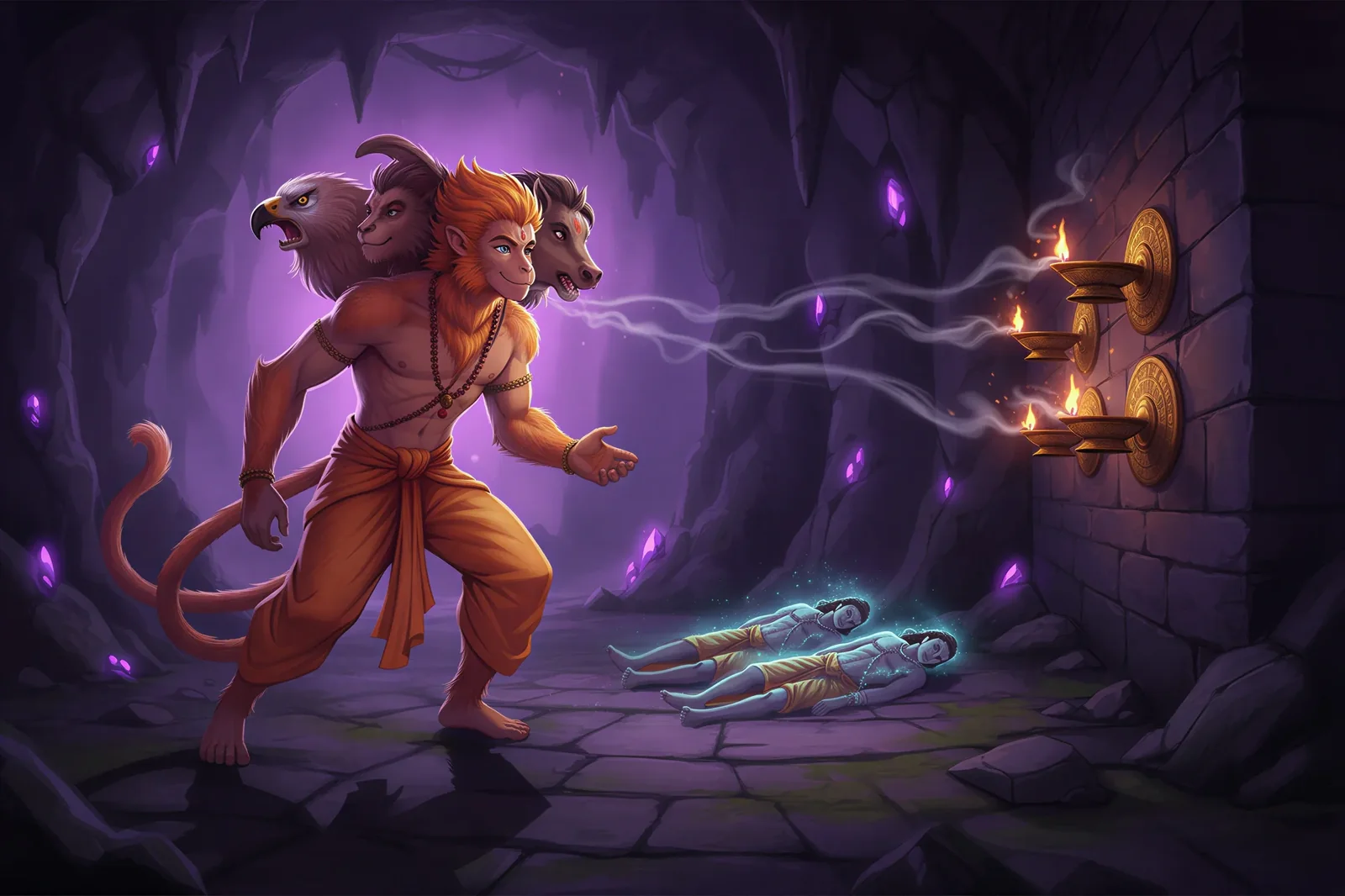 Hanuman's Five-Faced Guardian Form