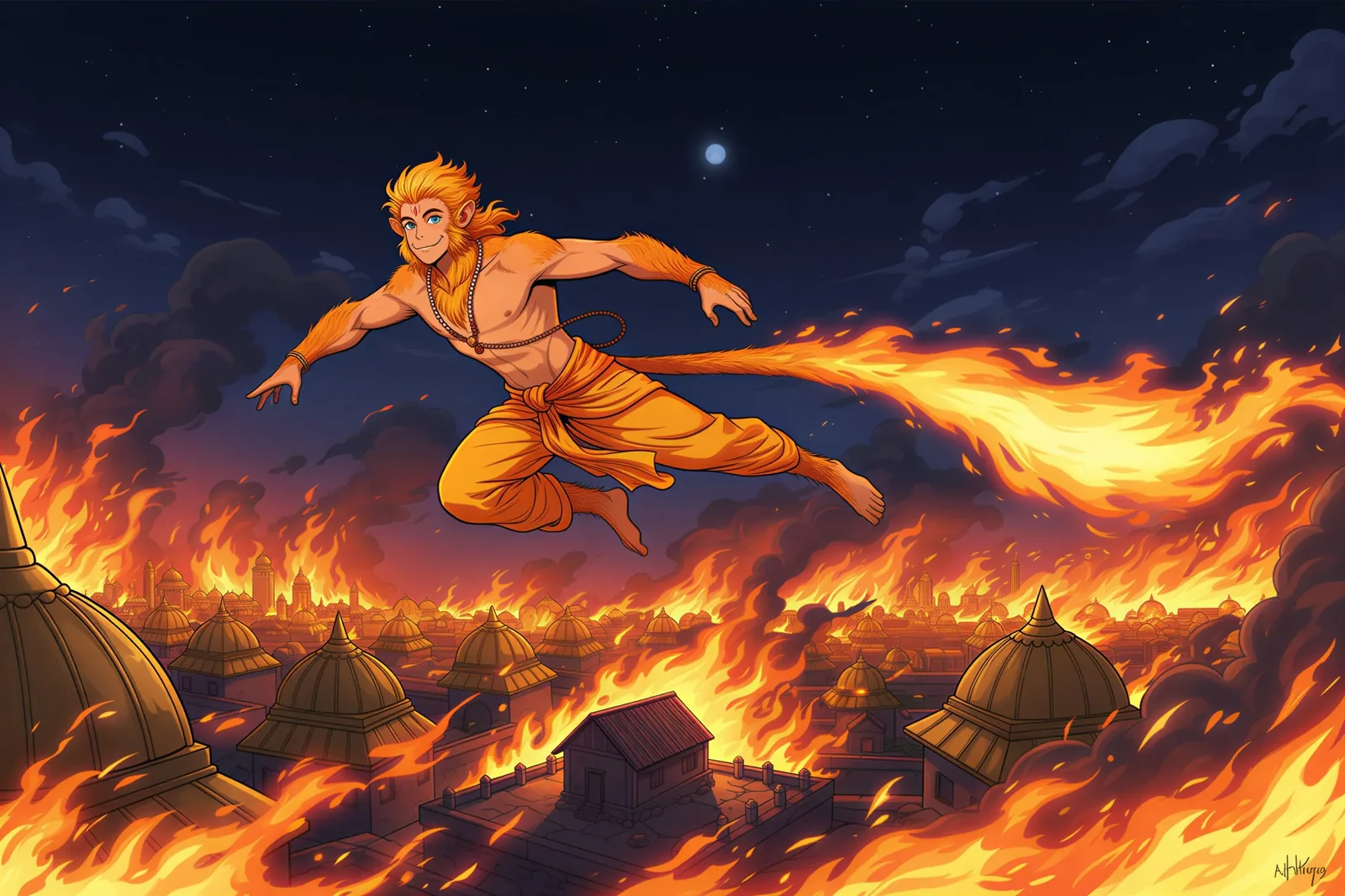 Hanuman Burns Lanka: The Burning Tail