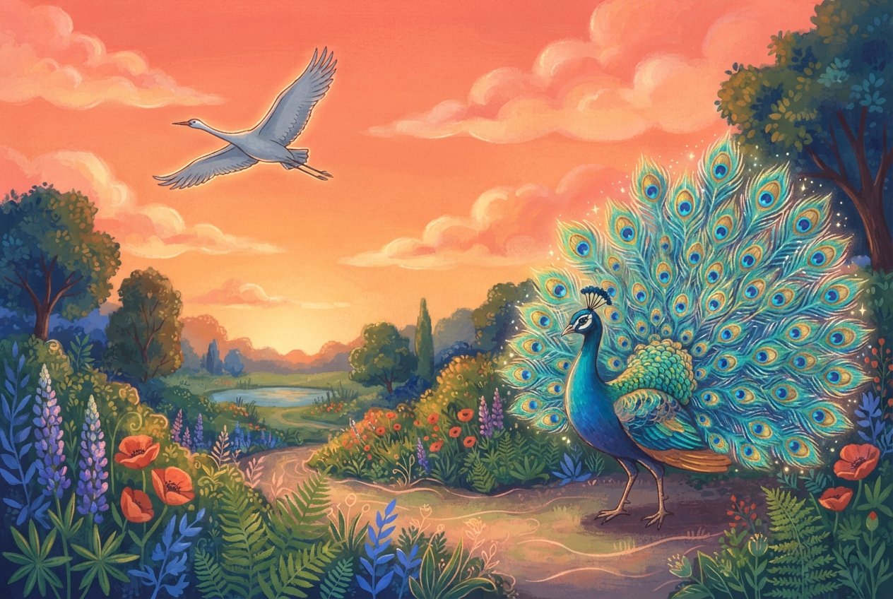 The Peacock and the Crane