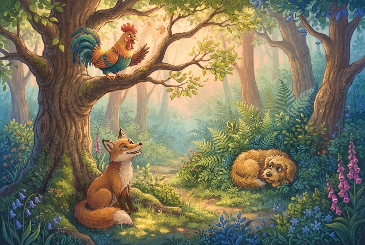The Dog, the Rooster and the Fox