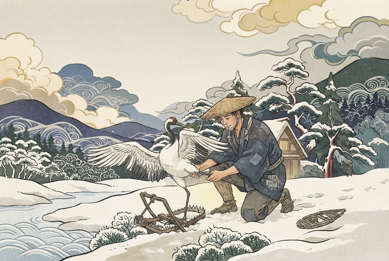 The Grateful Crane: A Visitor in the Snow